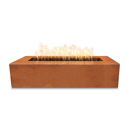 The Outdoor Plus 60 Rectangular Regal Fire Pit - Corten Steel - Match Lit with Flame Sense - Liquid Propane OPT-RGLCS60FSML-LP